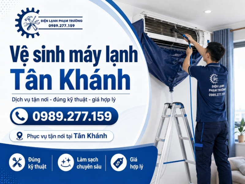 Vệ Sinh Máy Lạnh Tân Khánh Tận Nơi Bởi Điện Lạnh Phạm Trường